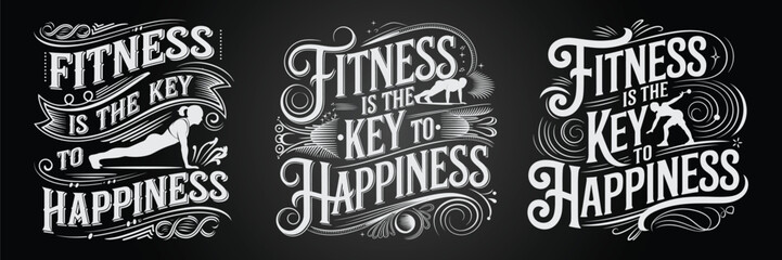 Inspiring Chalk Style Alphabet for Gym Posters and Tees