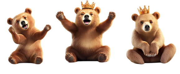 Set of Funny Characters Wearing Golden Crowns