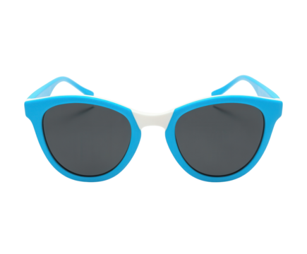 A premium pair of sunglasses with a frame inspired by Santorini's blue and white colors.transparent PNG