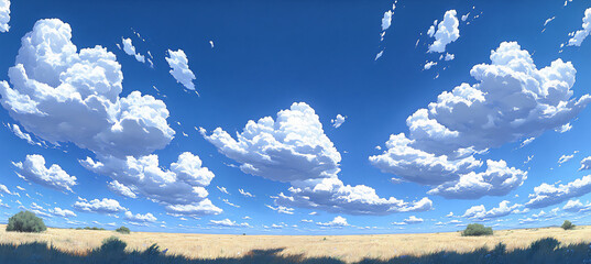 lazy drifting cumulus clouds
