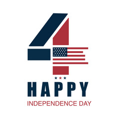 4th july. happy Independence day with USA flag. United Stated greeting card.