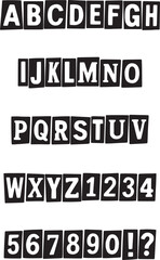 Ransom Note Retro  typography font lettering ABC cartoon vector text