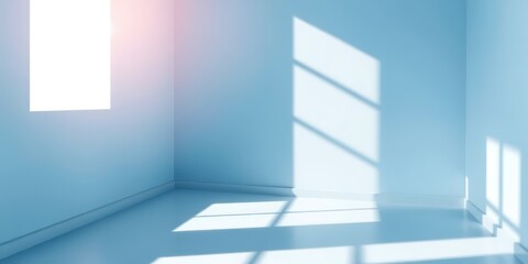 Serene Minimalist Room Corner with Sunlight and Shadows