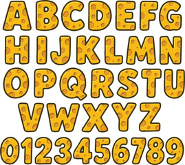 Swiss cheese cheesy food typography font lettering ABC cartoon vector text
