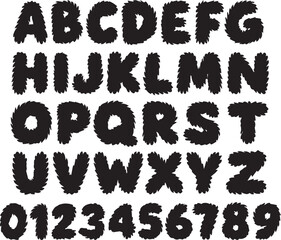 Furry Fluffy Fur  typography font lettering ABC cartoon vector text
