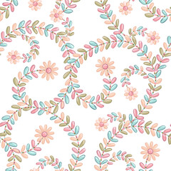 Embroided floral seamless pattern