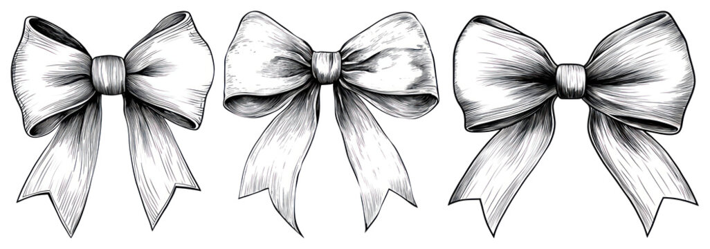 PNG Flat Bow illustration drawing black transparent background.