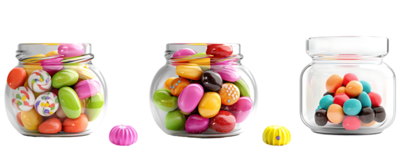 Collection of Hard Candies in Jars, Celebration Ready, Isolated