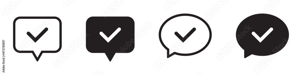 Aufkleber chat bubble with checkmark icon. speech bubble with check mark sign.