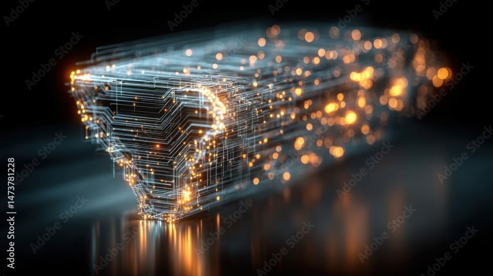 Poster advanced computer chip with glowing light symbolizing technological innovation and high-performance 