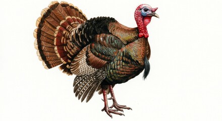 Colorful Wild Turkey Struts Into View