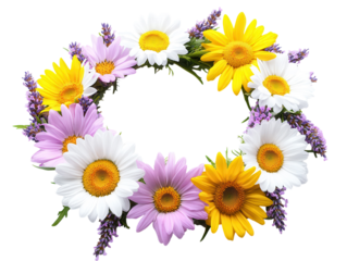 A colorful wreath made of fresh summer flowers, symbolizing the longest day of the year.