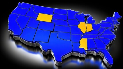 Map of the united states with the state flag of michigan highlighted to showcase state identity within the nation