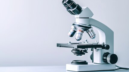 A microscope with a white base and black body.