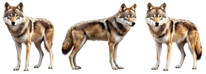 Set of Howling Wolf Illustrations on White and Transparent Background, Design Element