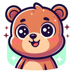 Obraz premium Friendly cartoon bear smiling on white background