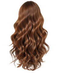 Naklejka premium wavy brown hair, back view on transparent background