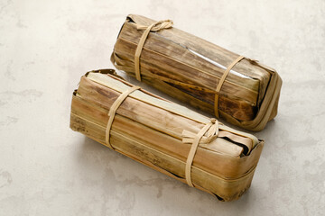Cylindrical Brown palm sugar, food ingredient
