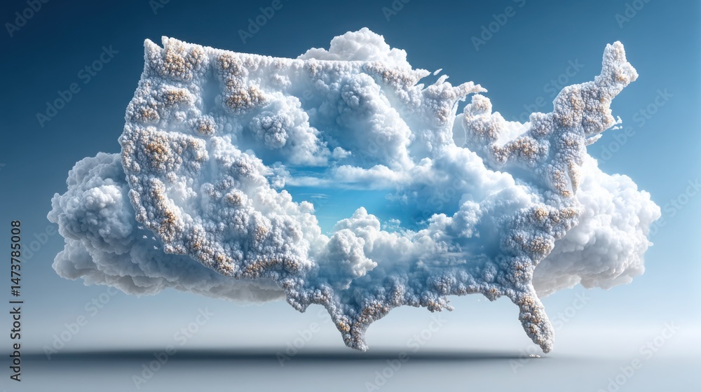 Poster cloud with a central hole representing governance concepts and remote access in a unique digital sha