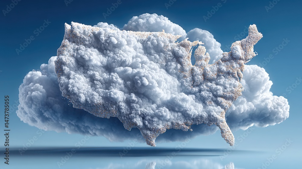 Poster cloud formed in the shape of a map representing the united states with a governance icon concept for