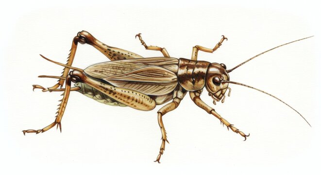 Detailed illustration of a brown cricket