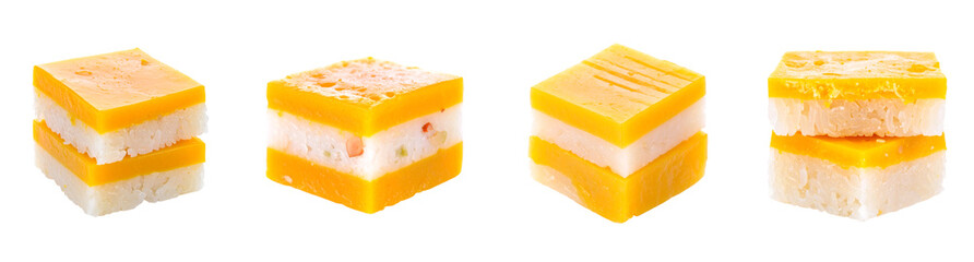 Delicious square sushi set with tamago Transparent background PNG set