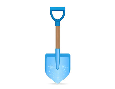 blue shovel with wooden handle clip art preview