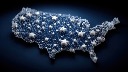 United states map embellished with stars highlighting key performance indicators for business strategy