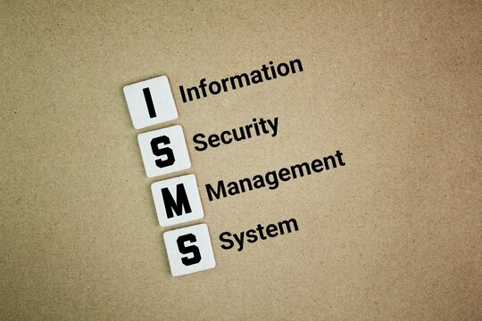 White square with the letters ISMS or the word Information Security Management System. safety management concept
