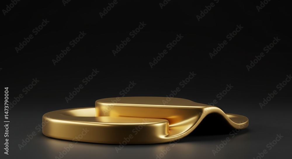 Aufkleber elegant golden platform design against a dark backdrop, showcasing a modern 3d rendered product disp