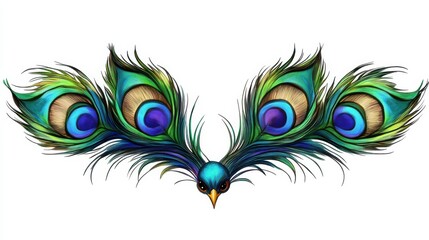 Obraz premium Colorful Peacock Illustration with Vibrant Feathers and Intricate Details