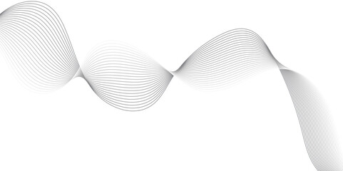 Abstract dark grey and white  lines of gradient waves  on white background and technology curve lines background. Dynamic sound waves. Web, banner, app, wallpaper. Design elements.  Vector Illustratio