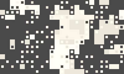 Abstract grayscale pixel art background.  Modern digital mosaic texture ideal for tech, website design, or futuristic concepts.  Represents data flow, connectivity, or the digital age.