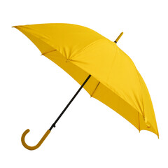 bright yellow umbrella isolated on white background