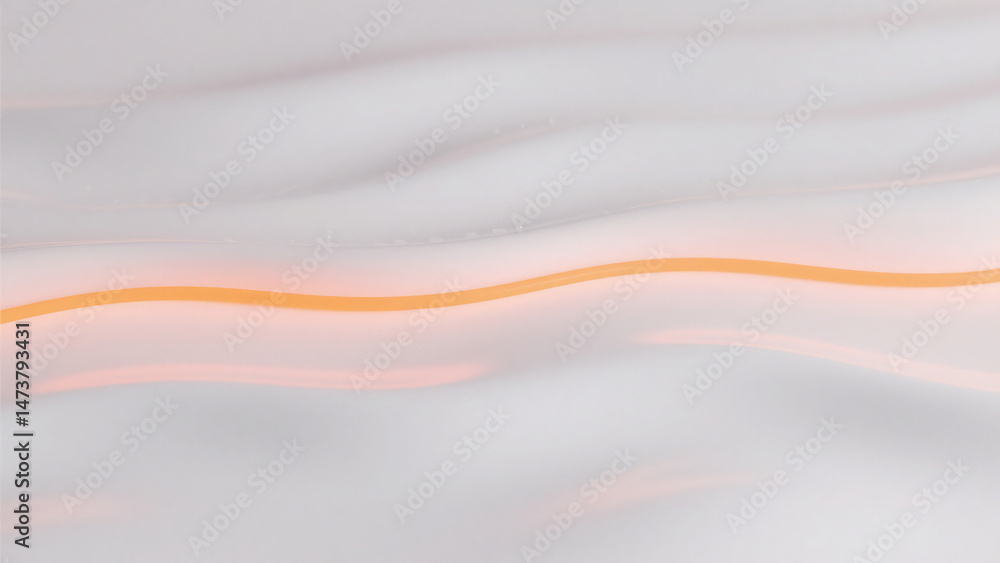 Poster soft and fluid liquid surface with orange line creating a calming and serene visual