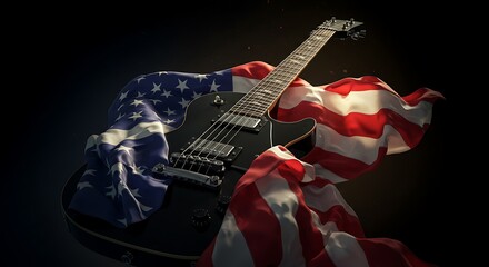 Guitar and American Flag