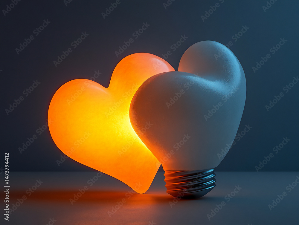 Poster overlapping heart outlines with soft glow