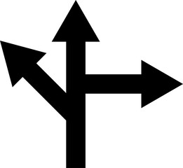 Way direction arrow sign, decision icon. Way multi direction road sign, way sign, road direction icon. Way icon