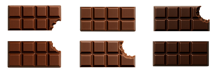 Fototapeta premium set of chocolate bars isolated on transparent background