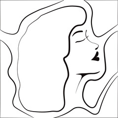 Elegant Line Woman Portrait isolated transparent background. Perfect elegant female Portrait vector illustration. Abstract Line t-shirt print fashion poster EPS 10