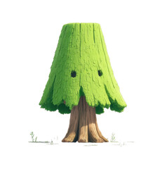 Cartoon tree with face and vibrant green foliage, cut out - stock png.