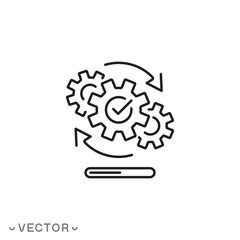 software data synchronize icon, progress bar, automatic update concept, thin line symbol isolated on white background, editable stroke eps 10 vector illustration