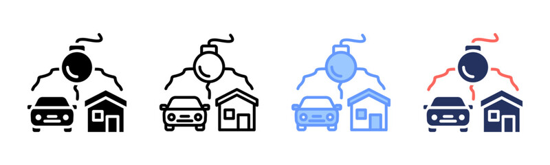 Risk icon sheet multiple style collection