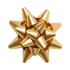 golden gift bow, isolated on white background.