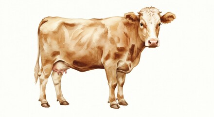 Golden cow in watercolor art style © Watercolor