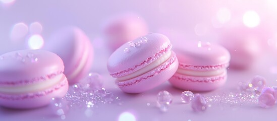 Obraz premium several macaroons on a lavender background