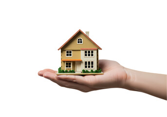 Dream Home in Your Hands Real Estate Image isolated on white background