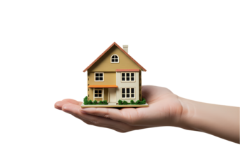 Dream Home in Your Hands Real Estate Image isolated on white background