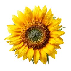 Naklejka premium A single sunflower with yellow petals on white background