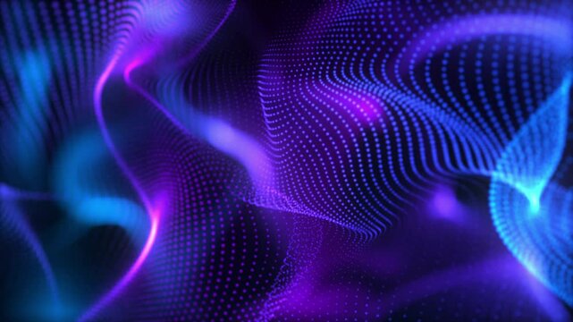 Flowing Data Network Plexus - Abstract Blue Purple Particle Waves Loop 4K